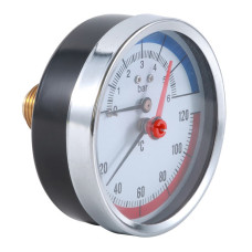 Термоманометр Tervix Pro Line 80/0-4 бар, 0-120 С аксіальний, з монтажним клапаном 1/2"