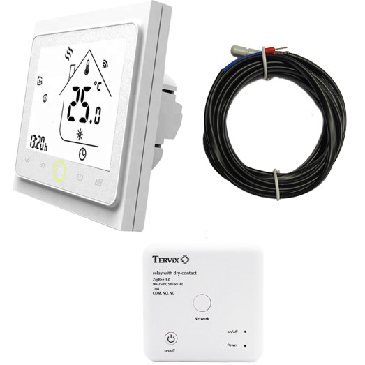 496161 Комплект бездротового управління опаленням ZigBee: термостат + реле (сухий контакт)