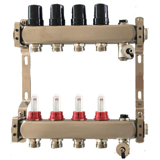 501207 Коллектор на 7 контуров с расходомерами, краном Маевского и сливным краном, Tervix Pro Line