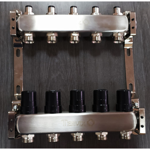 501208 Коллектор на 8 контуров с расходомерами, краном Маевского и сливным краном, Tervix Pro Line