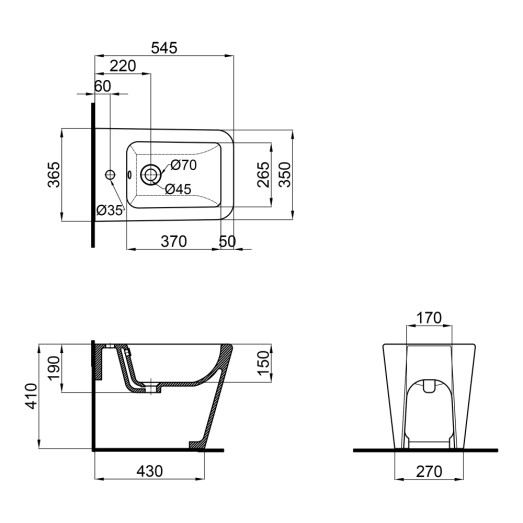 Биде напольное Qtap Crow 545х360х410 White QT05443370W Биде напольное Qtap Crow 545х360х410 White QT05443370W