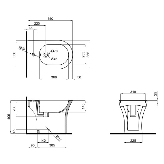Биде напольное Qtap Presto 540х340х400 White QT24441217C Биде напольное Qtap Presto 540х340х400 White QT24441217C