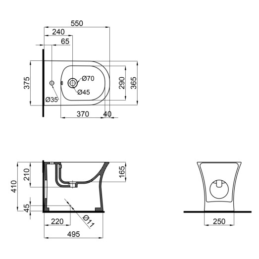 Биде напольное Qtap Virgo 550x360x410 White QT18442169CW Биде напольное Qtap Virgo 550x360x410 White QT18442169CW