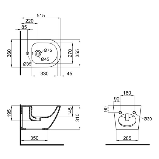 Біде підвісне Qtap Jay 520х360х320 White QT07555376W Біде підвісне Qtap Jay 520х360х320 White QT07555376W