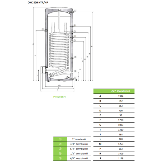 Бойлер косвенного нагрева Drazice OKC 500 NTR/HP