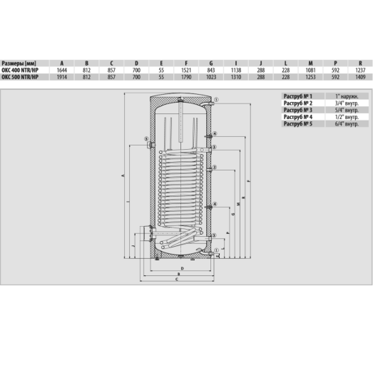 Бойлер непрямого нагріву Drazice OKC 500 NTR/HP