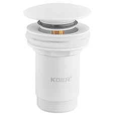 Донний клапан для раковини Koer PW-07-03 1 1/4'' з переливом автоматичний СLICK-СLACK (Колір білий) (KR5783)