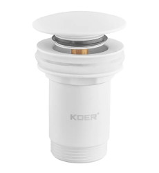 Донний клапан для раковини Koer PW-07-03 1 1/4'' з переливом автоматичний СLICK-СLACK (Колір білий) (KR5783)