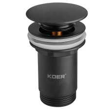Донний клапан для раковини Koer PW-07-05 1 1/4'' з переливом автоматичний СLICK-СLACK (Колір чорний) (KR5785)