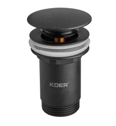 Донний клапан для раковини Koer PW-07-05 1 1/4'' з переливом автоматичний СLICK-СLACK (Колір чорний) (KR5785)