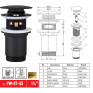 Донний клапан для раковини Koer PW-07-05 1 1/4'' з переливом автоматичний СLICK-СLACK (Колір чорний) (KR5785)