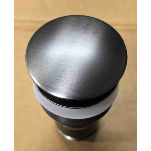 Донний клапан для раковини Koer PW-07-07 1 1/4" з переливом автоматичний CLICK-CLACK (Колір графіт) (KR6483)