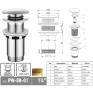 Донний клапан для раковини Koer PW-08-01 1 1/4'' без переливу автоматичний СLICK-СLACK (Колір хром) (KR5786)