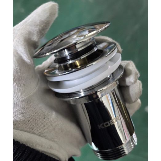 Донний клапан для раковини Koer PW-08-01 1 1/4'' без переливу автоматичний СLICK-СLACK (Колір хром) (KR5786)
