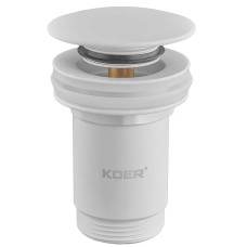 Донний клапан для раковини Koer PW-08-03 1 1/4'' без переливу автоматичний СLICK-СLACK (Колір білий) (KR5787)