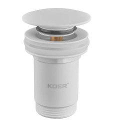 Донний клапан для раковини Koer PW-08-03 1 1/4'' без переливу автоматичний СLICK-СLACK (Колір білий) (KR5787)