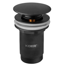 Донний клапан для раковини Koer PW-08-05 1 1/4" без переливу автоматичний СLICK-СLACK (Колір чорний) (KR5789)