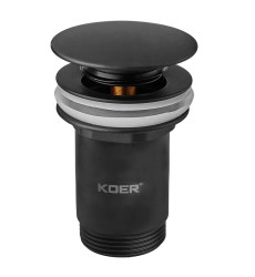 Донний клапан для раковини Koer PW-08-05 1 1/4" без переливу автоматичний СLICK-СLACK (Колір чорний) (KR5789)