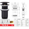 Донний клапан для раковини Koer PW-08-05 1 1/4" без переливу автоматичний СLICK-СLACK (Колір чорний) (KR5789)