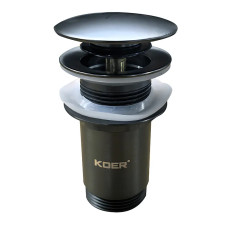 Донний клапан для раковини Koer PW-08-07 1 1/4" без переливу автоматичний CLICK-CLACK (Колір графіт) (KR6484)