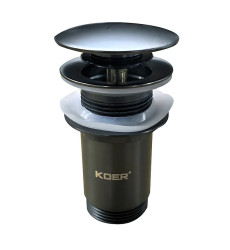 Донний клапан для раковини Koer PW-08-07 1 1/4" без переливу автоматичний CLICK-CLACK (Колір графіт) (KR6484)
