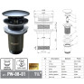Донний клапан для раковини Koer PW-08-07 1 1/4" без переливу автоматичний CLICK-CLACK (Колір графіт) (KR6484)