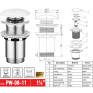 Донний клапан для раковини Koer PW-08-11 1 1/4'' без переливу СLICK-СLACK (Біла керамічна накладка) (KR5788)