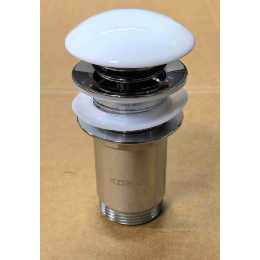 Донний клапан для раковини Koer PW-08-11 1 1/4'' без переливу СLICK-СLACK (Біла керамічна накладка) (KR5788)