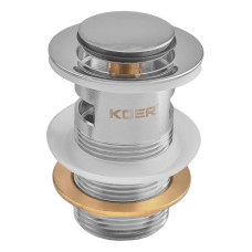 Донний клапан для раковини Koer PW-09-01 1 1/4'' з переливом автоматичний СLICK-СLACK (Колір хром) (KR5796)