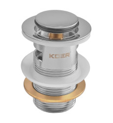 Донний клапан для раковини Koer PW-09-01 1 1/4'' з переливом автоматичний СLICK-СLACK (Колір хром) (KR5796)