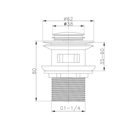 Донний клапан для раковини Koer PW-09-01 1 1/4'' з переливом автоматичний СLICK-СLACK (Колір хром) (KR5796)
