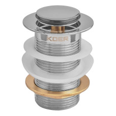 Донний клапан для раковини Koer PW-10-01 1 1/4'' без переливу автоматичний СLICK-СLACK (Колір хром) (KR5797)