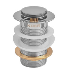Донний клапан для раковини Koer PW-10-01 1 1/4'' без переливу автоматичний СLICK-СLACK (Колір хром) (KR5797)