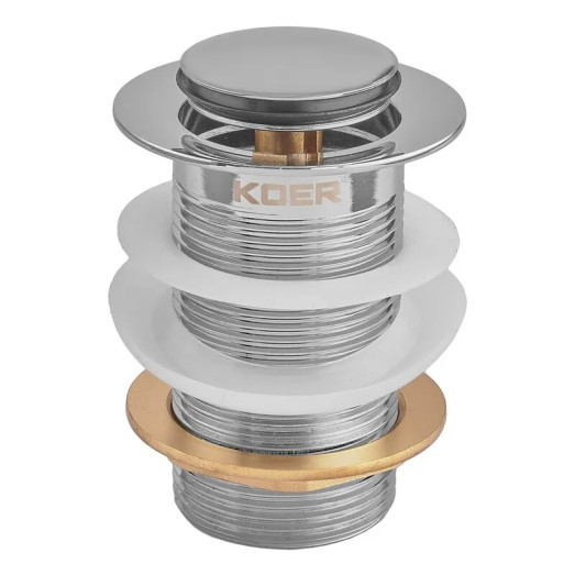 Донний клапан для раковини Koer PW-10-01 1 1/4'' без переливу автоматичний СLICK-СLACK (Колір хром) (KR5797)