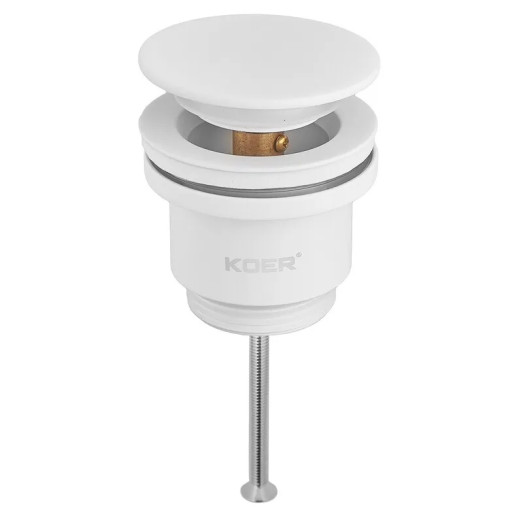 Донний клапан для раковини Koer PW-11-03 1 1/4" універсальний (з/без переливу) СLICK-СLACK (Колір білий) (KR5791)
