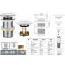 Донний клапан для раковини Koer PW-12-01 1 1/4'' без переливу автоматичний СLICK-СLACK (Колір хром) (KR5798)