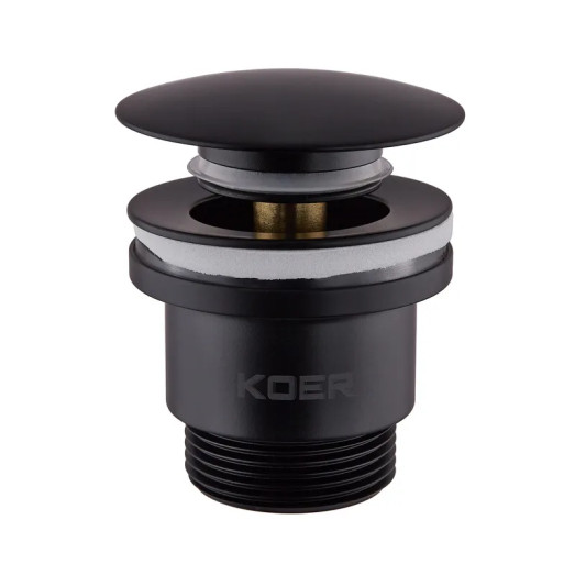 Донный клапан для умывальника Koer PW-01-05 1 1/4'' (кнопка) (Черный) (KR3403)