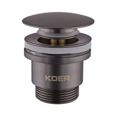 Донний клапан для раковини універсальний (з/без переливу) Koer PW-01-07 Click-Clack (Колір графітовий) 1 1/4" (KR3404)