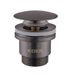 Донний клапан для раковини універсальний (з/без переливу) Koer PW-01-07 Click-Clack (Колір графітовий) 1 1/4" (KR3404)