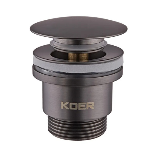 Донний клапан для раковини універсальний (з/без переливу) Koer PW-01-07 Click-Clack (Колір графітовий) 1 1/4" (KR3404)
