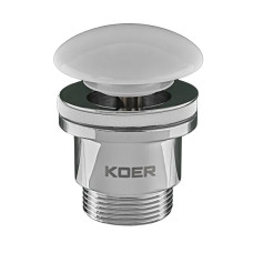 Донный клапан для умывальника Koer PW-01-11 1 1/4'' (Белая керамическая накладка) (KR3405)