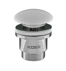 Донный клапан для умывальника Koer PW-01-11 1 1/4'' (Белая керамическая накладка) (KR3405)