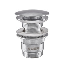Донный клапан для умывальника с переливом Koer PW-03-01 1 1/4'' (кнопка) (Цвет хром) (KR3394)