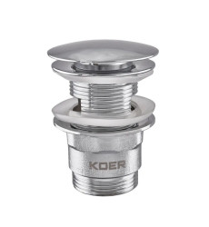 Донный клапан для умывальника с переливом Koer PW-03-01 1 1/4'' (кнопка) (Цвет хром) (KR3394)