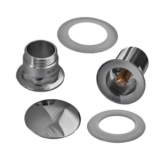 Донный клапан для умывальника с переливом Koer PW-03-01 1 1/4'' (кнопка) (Цвет хром) (KR3394)