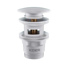 Донный клапан для умывальника с переливом Koer PW-03-03 1 1/4'' (Белый) (KR3395)