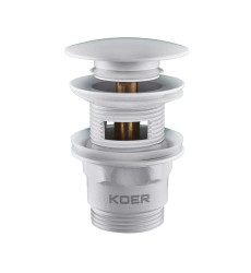 Донный клапан для умывальника с переливом Koer PW-03-03 1 1/4'' (Белый) (KR3395)