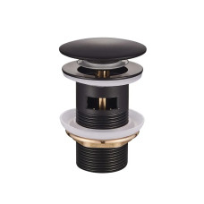 Донный клапан для умывальника с переливом Mixxus POP-UP-03 Black 1 1/4'' (кнопка) (Черный) (MI6139)