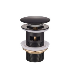 Донный клапан для умывальника с переливом Mixxus POP-UP-03 Black 1 1/4'' (кнопка) (Черный) (MI6139)