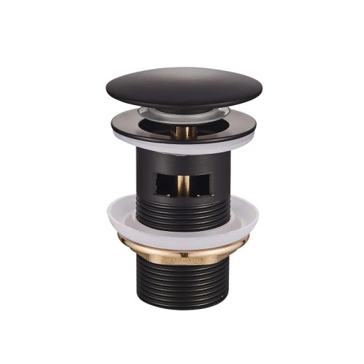 Донный клапан для умывальника с переливом Mixxus POP-UP-03 Black 1 1/4'' (кнопка) (Черный) (MI6139)